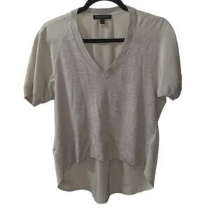 Banana Republic Womens XS Deep Vneck Mixed Media Short Sleeve Top